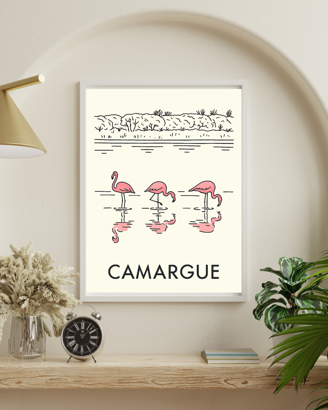La Grande-Motte , et les flamands roses en fine line.