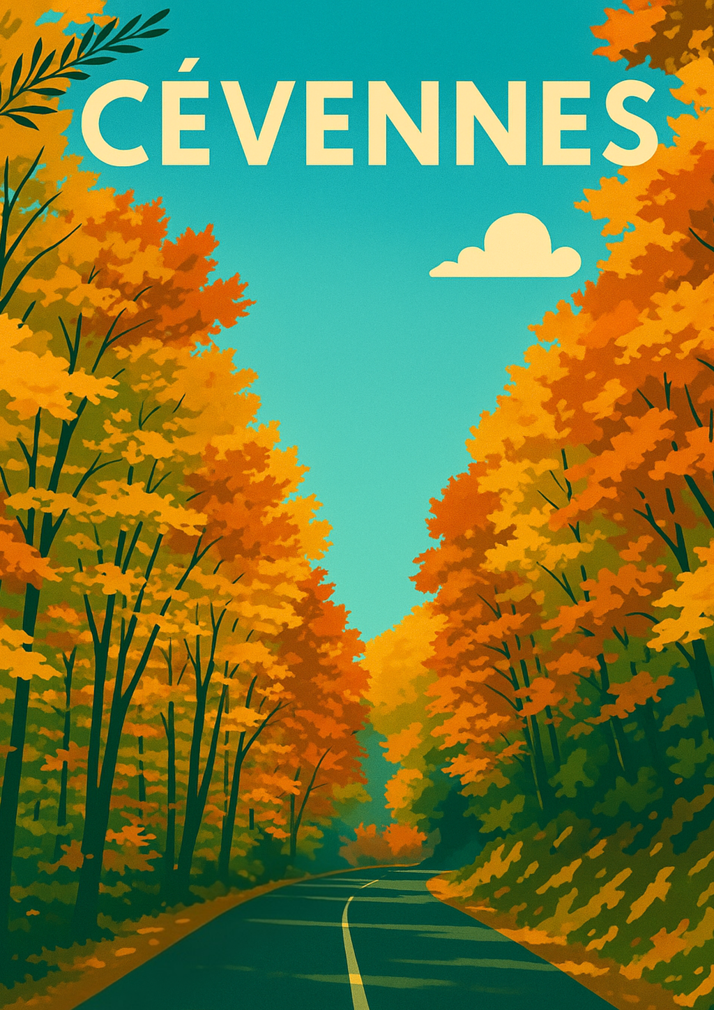 Les Cévennes, route des Cévennes en automne